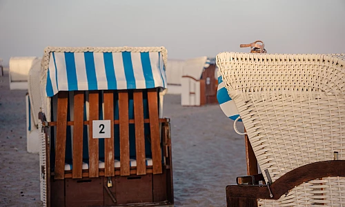 Blick auf Strandkörbe