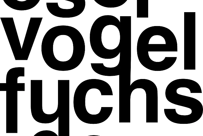 Schwarzer Schriftzug aus den Worten Esel, Vogel, Fuchs