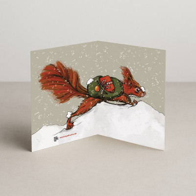 Weihnachtskarte Schnelles Eichhörnchen