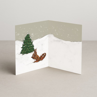 Weihnachtskarte Schnelles Eichhörnchen