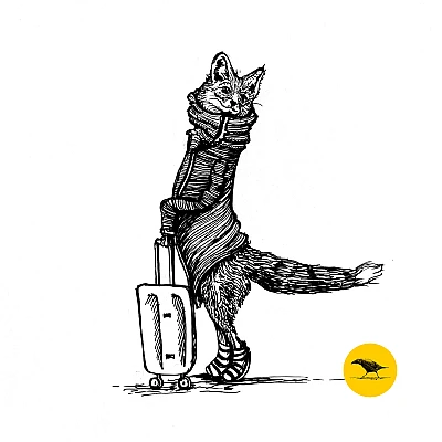 Schwarzweisse Tintezeichnung eines Fuchses