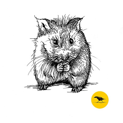 Schwarzweisse Tintezeichnung eines Hamsters