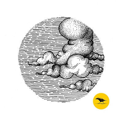 Schwarzweisse Tintezeichnung einer Wolke