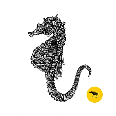 Schwarzweisse Tintezeichnung eines Fisches