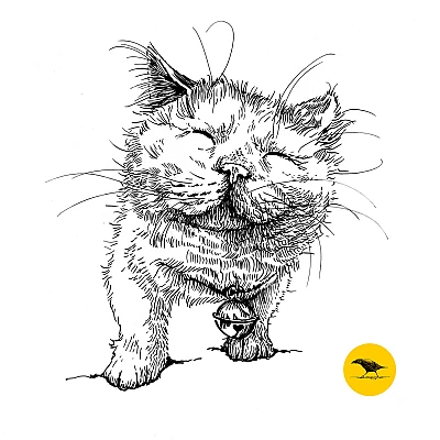 Schwarzweisse Tintezeichnung einer Katze